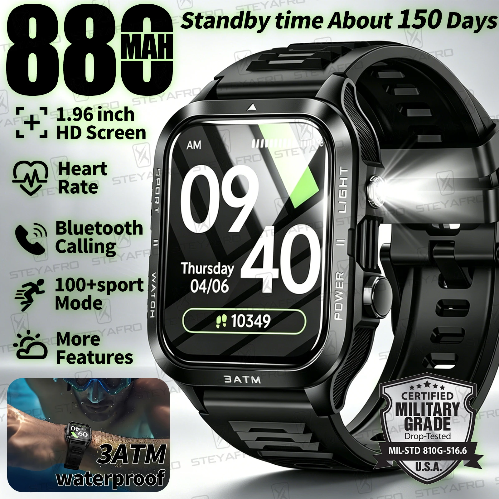 Smartwatch Health Watches - Montre connectée de qualité militaire pour