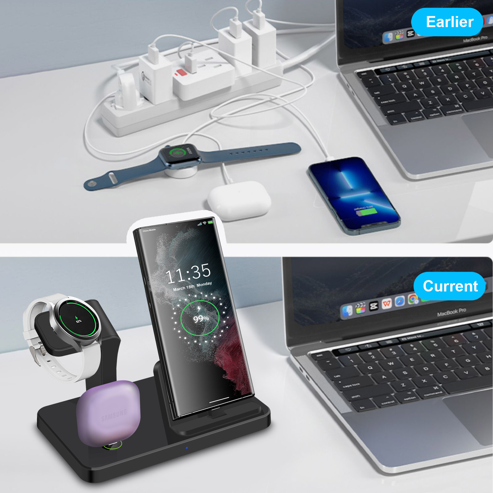 Chargeur sans fil 3 en 1 avec  - Watches Smartwatch Samsung avis et prix